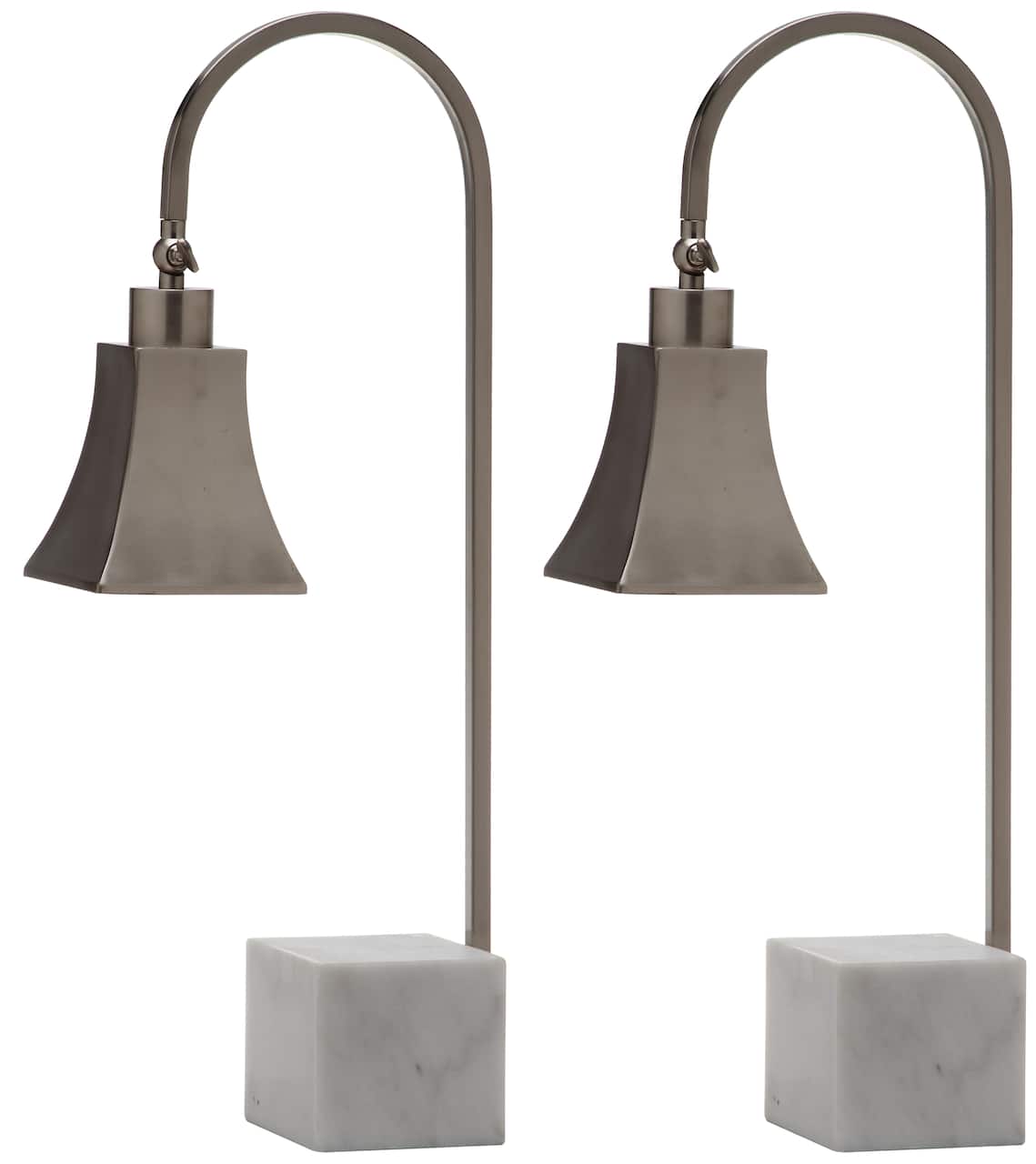 Charley Desk Lamp Set in Nickel &#x26; White Marble